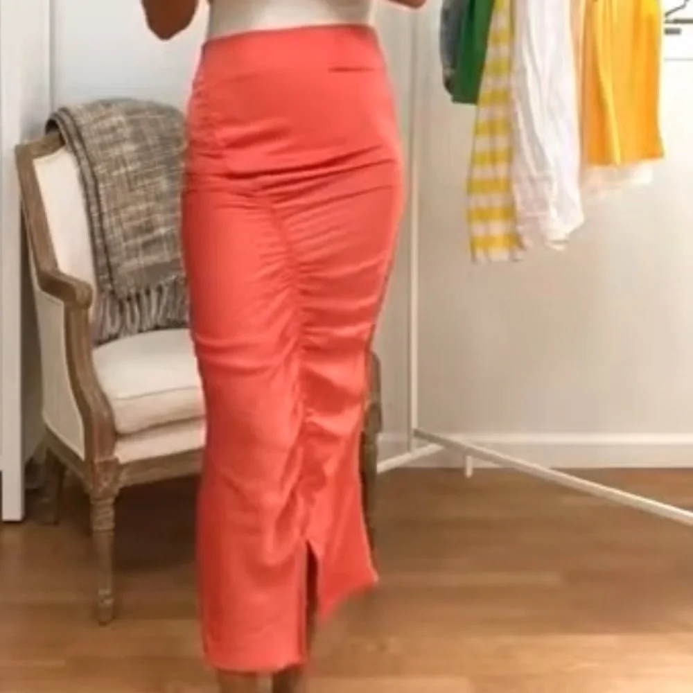 🆕THE LINE BY K ORANGE SISILIA ADJUSTABLE LENGTH MIDI SKIRT ASYMMETRICAL RUCHING - Picture 9 of 9